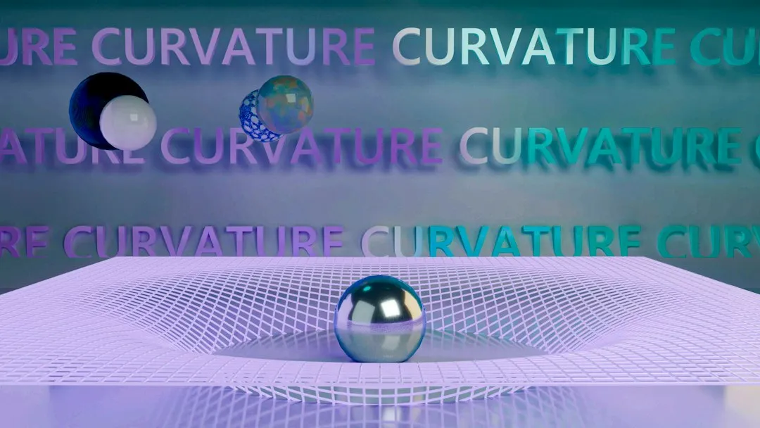 Ilustração da curvatura do espaço-tempo causada por um objeto massivo