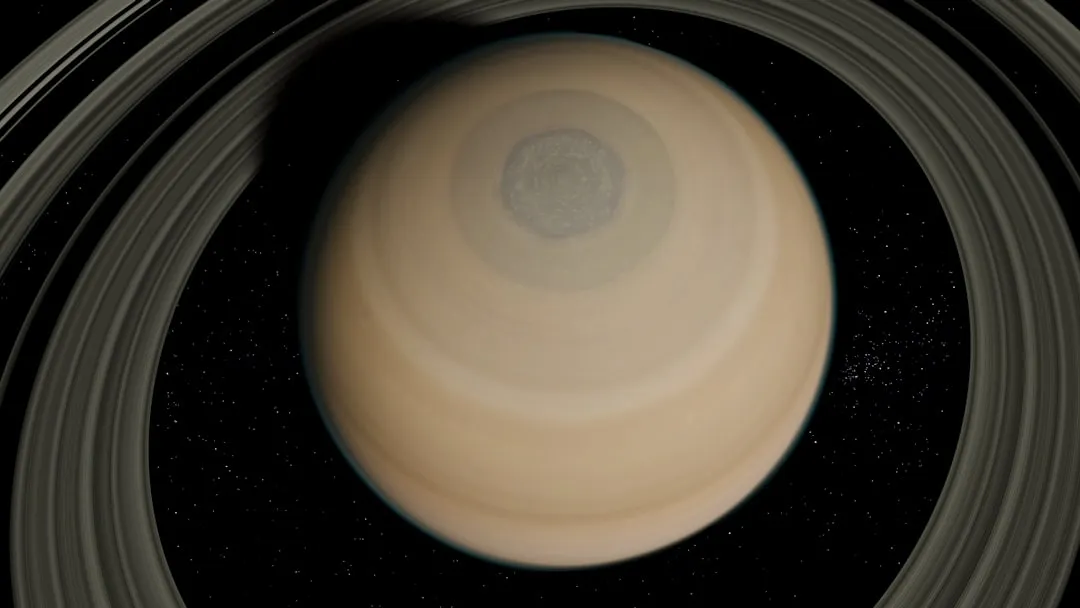 Detalhe dos aneis de Saturno mostrando estrutura e divisoes