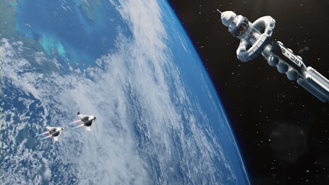 Ilustração de sonda espacial explorando o Sistema Solar externo
